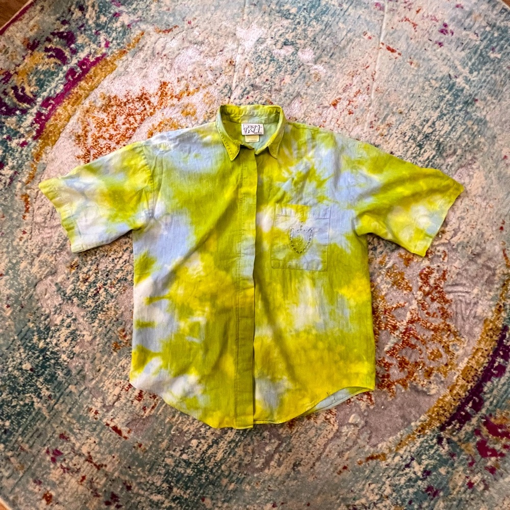 Vintage Try 1 made in the USA 100% cotton button up shirt 80s throwback